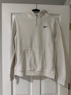 Nike White Pullover Hoodie with Black Swoosh